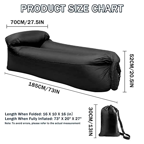 KEEPAA Inflatable Lounger air Sofa: Portable Outdoor Camping Inflatable Couch Hammock - Waterproof Anti Air Leaking Design for Hiking Camp Beach Party (Black)