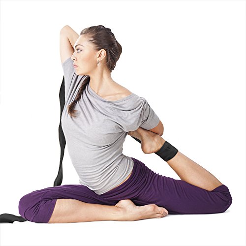 10-Foot Extra-Long Cotton Yoga Strap With Metal D-Ring By Crown Sporting Goods (Black) #TOP2