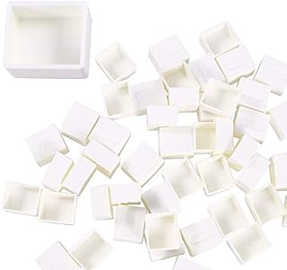 50 Pcs White Painting Half Pans Empty Watercolour Pan Plastic Painting White Half Pan for DIY Watercolor Oils