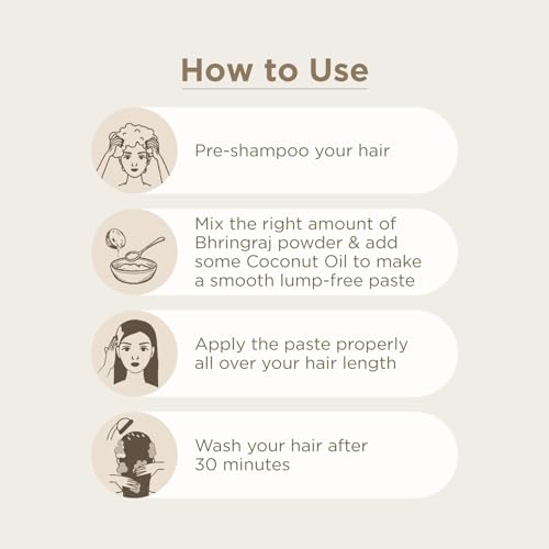 Indus Valley 100% Pure Bhringraj Powder for Hair Growth Natural & Preservative-Free Ideal for Hair Oil, Masks & DIY Packs for Strong Shiny Hair (100g)