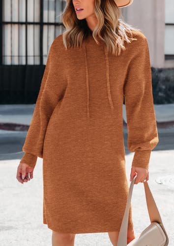 PRETTYGARDEN Womens Fall Sweater Dress Casual Long Sleeve Chunky Knit Pullover Oversized Hoodie Tunic Sweaters Winter Clothes