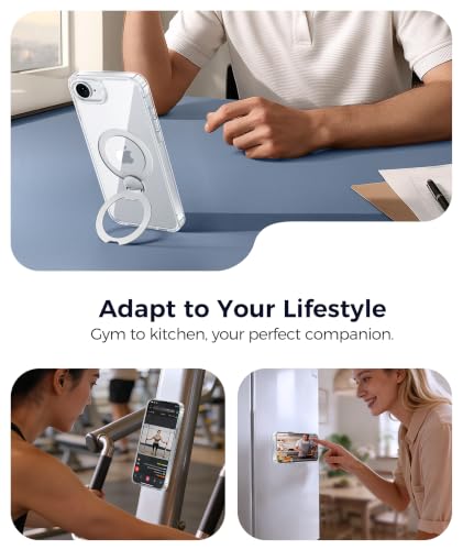 Image of FNTCASE for iPhone 17e Case: iPhone 16e Phone Case [360 Spin Magnetic Stand] Compatible with Magsafe Screen Protector Clear Magnetic Phone Cases Anti Yellowing Shockproof Protective Phone Cover Clear