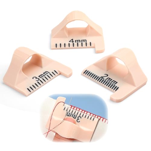 3pcs Sewing Finger Ruler, Finger Stitching Rulers Edge Stitch Lock and Sewing Gauge Sewings Measuring Gauge Template Kit 3 Sizes 2/3/4mm DIY Stitching Guide Tool for Sewings Beginners