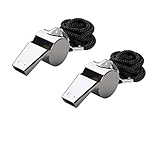 Golvery Referee Coach Metal Whistles, Extra Loud Whistle with Lanyard for School Sports, Soccer, Football, Basketball, Lifeguard Protection, Dog Training and Safety Emergency - 2 of Set