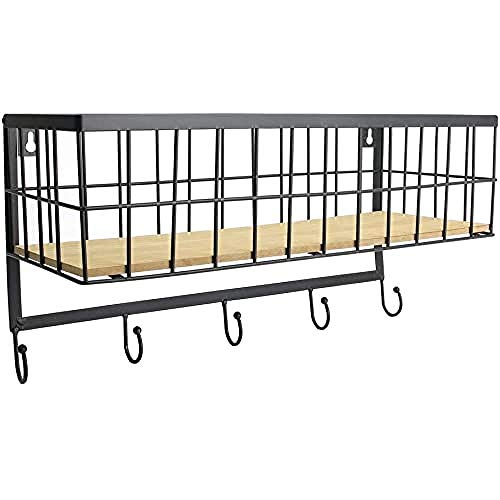 THE HOME DECO FACTORY KA2957 Cesta Pared, Metal, Negro/Beige, Talla única