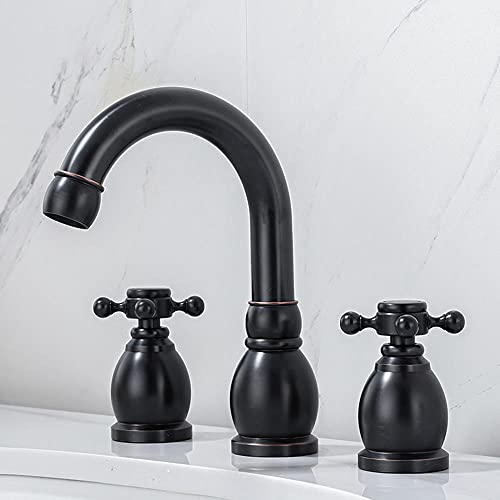 Robinet mitigeur de lavabo rétro 3 trous en laiton authentique - 5