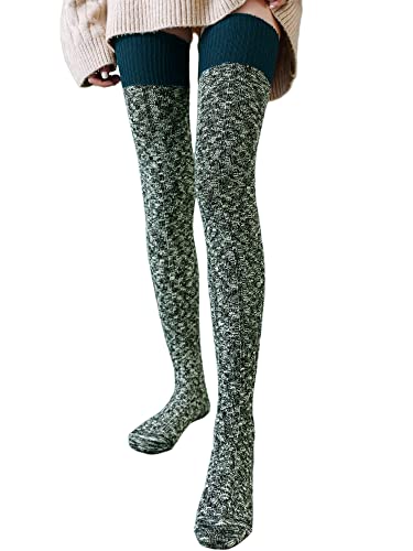 Image of Women's Thigh High Knitted Winter Boot Socks Vintage Extra Long Leg Warmer Over Knee High Stockings