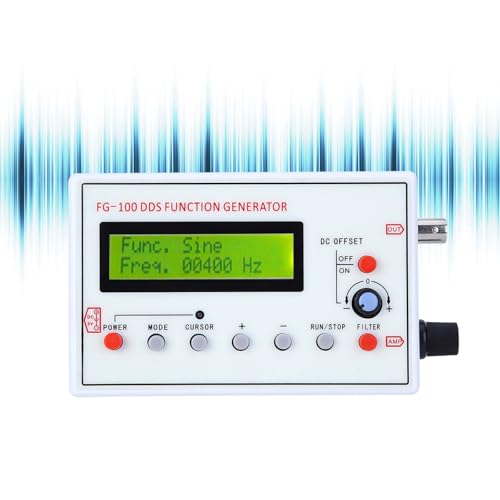 Eujgoov FG-100 Generador de funciones Contador del generador de señal DDS, 1HZ-500KHz Generador de señal funcional DDS Medidor de frecuencia Módulo de fuente de señal Contador de frecuencia, Generador