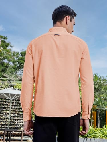 Image of Thomas Scott Men's Cricket Club Collection Classic Regular Fit Twill Shirt | 100% Cotton Long Sleeve Solid Shirt with Button Down Collar (Available in Plus Size)