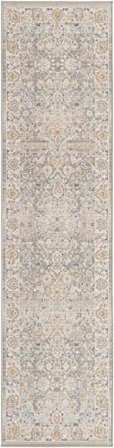 Rugs.com Whitney Collection Rug – 2' x 8' Runner Cloud Gray Low Rug Perfect for Hallways, Entryways