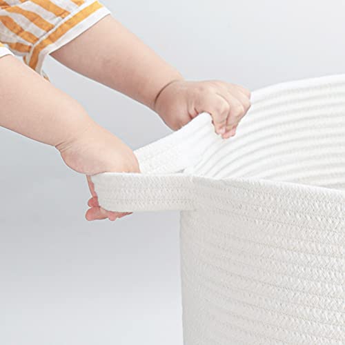 Indressme Xxxlarge Cotton Rope Basket 21.7" X 21.7" X 13.8" Woven Baby Laundry Basket For Blankets Toys Storage Basket With Handle Comforter Cushions Storage Bins Thread Laundry Hamper-Black Stitch #TOP6