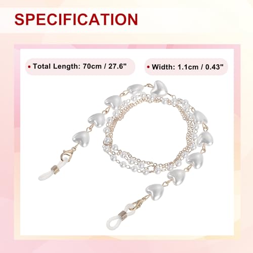 Image of uxcell Beads Eyeglass Chain, Pearl Glasses Strap Eyewear Retainer Chain Around Neck Sunglass Holder for Girls Women
