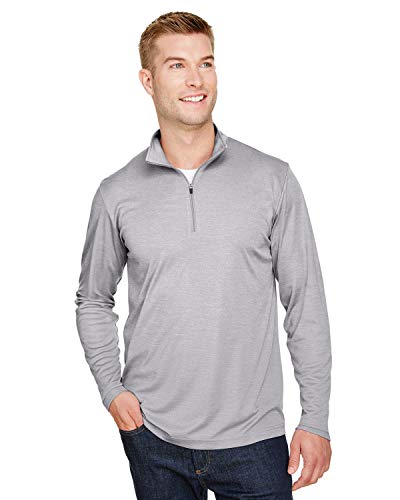 Team 365 Men's Zone Sonic Heather Performance Quarter-Zip L ATHLETIC HEATHER