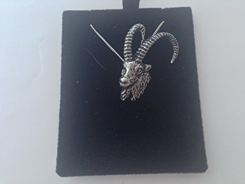 Pendentif ibex en argent sterling 925 fait main avec sa chaîne élégante