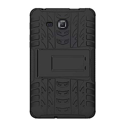 Image of MoreFit Hybrid Back Cover Case with Kickstand Wheel Pattern for Samsung Galaxy Tab 4 7.0 Inch SM-T230 /T231 /T235 - Black