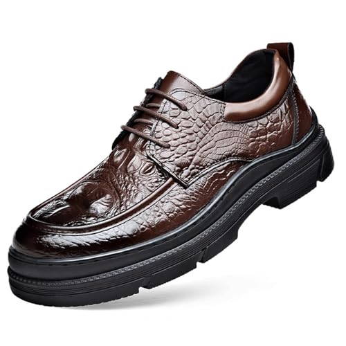 Men’s Business Tuxedo Oxfords Dress Shoes, Platform Pointed Toe Lace-up Business Comfortable Chunky Heel Soft Bottom Casual Work Office Formal Derby Shoes