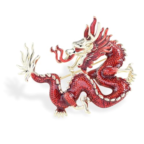 Image of Vintage Crystal Dragon Brooch Lapel Pin Decorative Safety pins for Clothing Rhinestone Animal Brooch Jewelry