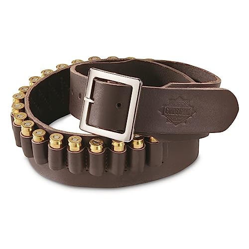 Guide Gear 20 Loop Cartridge Belt Slide for Men, Leather, Western-Style, .44 Magnum/.45 ACP
