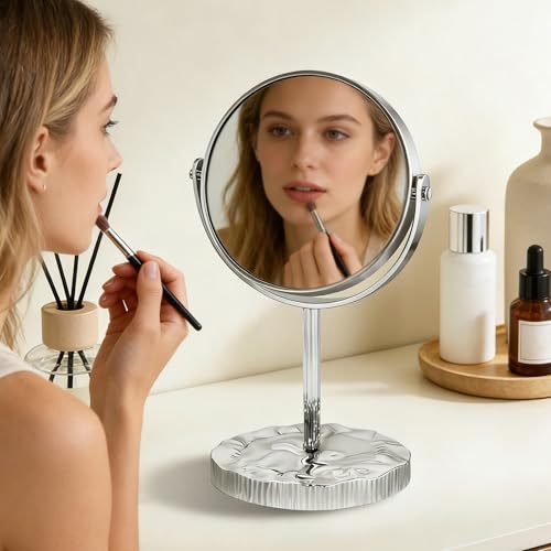 Espejo de maquillaje doble cara redondo con base cromada miniatura 6