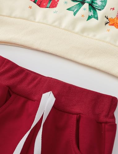 Image of Toddler Baby Boy Girl Clothes with Pockets 2PC Long Sleeve Pullover Sweatshirt and Pants Infant Fall Winter Outfit