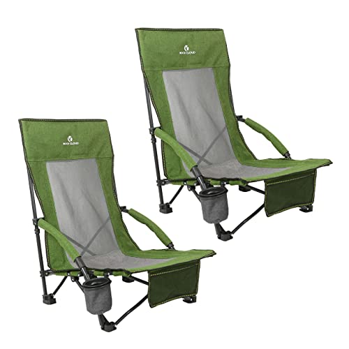 Rock Cloud 2 Pz. Portable Folding Beach Chair Low Camping Chairs For Camp Lawn Hiking Sports Hunting, Green #TOP6