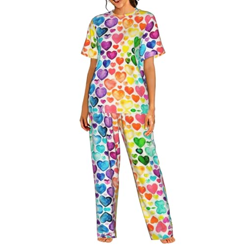 Pyjama court femme confortable arc-en-ciel pour des nuits douces et pleines d'amour