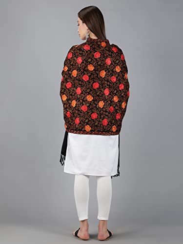 Zamour Kashmir Women Stole Scarf Wrap Shawl with Indian Embroidery Flower2