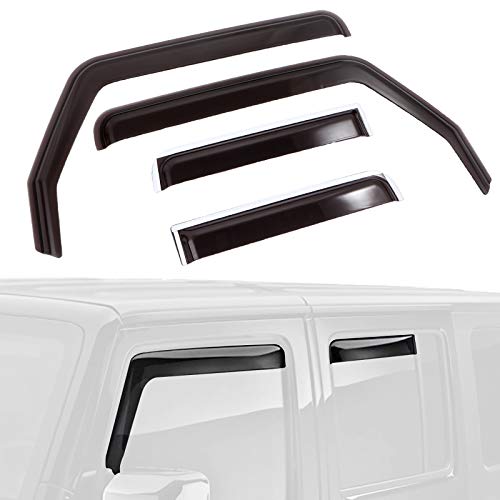 Spurtar Window Deflectors, JL JT Window Visor in Channel Side Window Deflectors Compatible with Jeep Wrangler JL 2018 2019 2020 2021 & Gladiator JT 2020 2021 Accessories Dark Tint 4Pcs Set