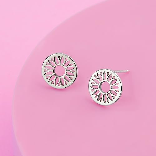 Boma Jewelry Sterling Silver Sunflower Cut Out Circle Stud Earrings3