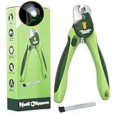 Thunderpaws Professional-Grade Nail Clippers for Dogs Nail Trimmer with Safety Guard and Nail File - Nail Clippers for Large Dogs - Dog Nail Clipper Toenail Clippers (Green, Medium-Large (LED))