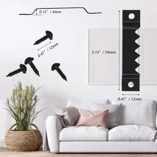 Image of 30 Pack Large Sawtooth Picture Frame Hangers with Screws, Reliable Steel Hardware for Hanging Paintings, Photos and Art - Strong, Simple Installation, and Perfect for Versatile Home Use(Black)
