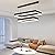 Modern Pendant Light Fixture, LED Black Chandelier for Kitchen Island, 2 Layer Rectangle Adjustable Height, Dimmable 3000K-6500K Ceiling Hanging Light for Dining Room Table, Bedroom, Living Room
