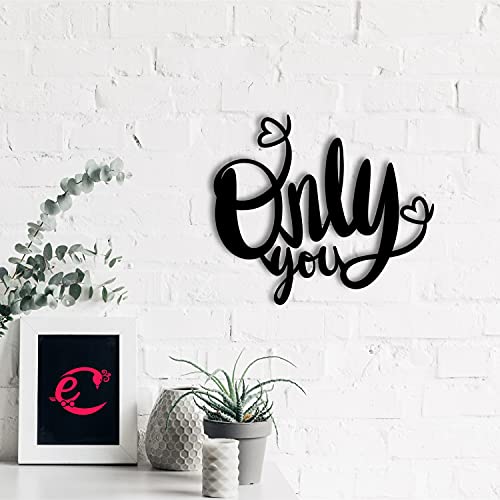 Image of eCraftIndia Only You Wooden Wall Decor for Living Room Bedroom | Home Wall Decor Item| Wall Art for Home Decor| Valentine Gift for Girlfriend Boyfriend Husband Wife Her Him| Valentine Decoration