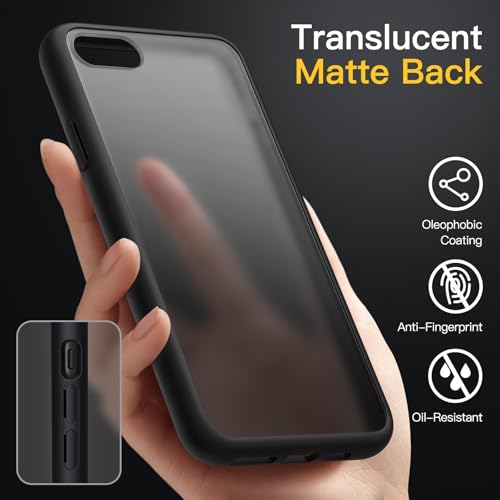 Image of JETech Matte Cover Case for iPhone SE 3 /2 (2022 /2020), iPhone 8 /7, 4.7-Inch, Shockproof Military Grade Drop Protection, Frosted Translucent Back Phone Cover, Anti-Fingerprint (Black)