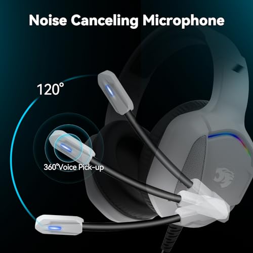 Image of Gaming Headset with Microphone for Pc, Xbox One Series X /s, Ps4, Ps5, Switch, Stereo Wired Noise Cancelling Over-Ear Headphones with Mic, RGB, for Computer, Laptop, Mac, Nintendo (White Black)