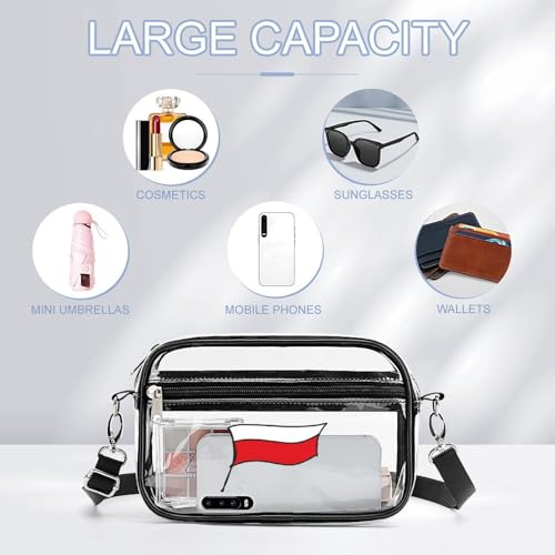 Poland Polska Flag Clear Stadium Bag Clear Mini Messenger Bags with 2 Compartments Crossbody Bag3