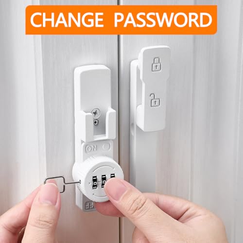 Image of INIRET 2 Packs Matte White 180 Degree Barn Door Lock,Mechanical Password Lock,3 Digit Password Keyless,Flip Latch with Combination,Protect Privacy,for Barn Door,Cabinets,Windows,Garden,Bathroom