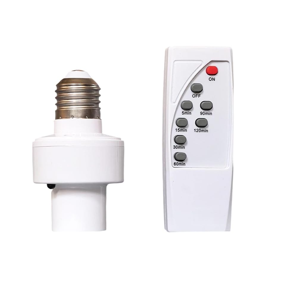 Littimoon Remote Control Timing Function E27 Bulb Base Holder Socket Wireless Light for Closet Bedroom Attic Lamp Replacement