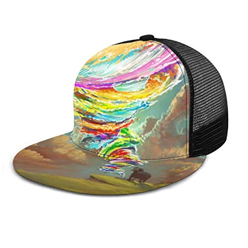 Gorra de béisbol de Color jabalí Tornado Tractores Sky Mesh Trucker Sombrero de béisbol Plano para Hombres y Mujeres con Tirantes Ajustables en Color Negro