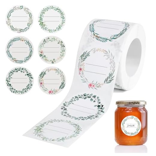 Romon Zelfklevende etiketten, 200 stuks, jam-etiketten, ronde stickers, zelfklevende etiketten voor jampotten, kruidenpotjes, flessen, kantoor