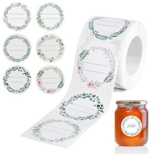 Romon Etiquettes Autocollantes, 200 Pièces Étiquettes à Confiture Stickers, Etiquettes Autocollantes Bocaux Confiture Adhésives Rond Adhésif Etiquettes pour Pots De...