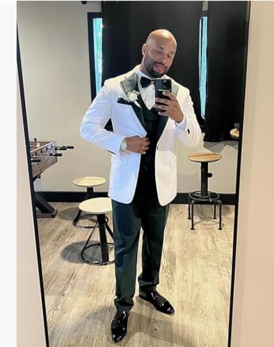 Mi Bo Tong Mens 3 PC Suits Slim Fit Wedding Tuxedos One Button Blazer Vest Pants Prom Suit Business Suit2