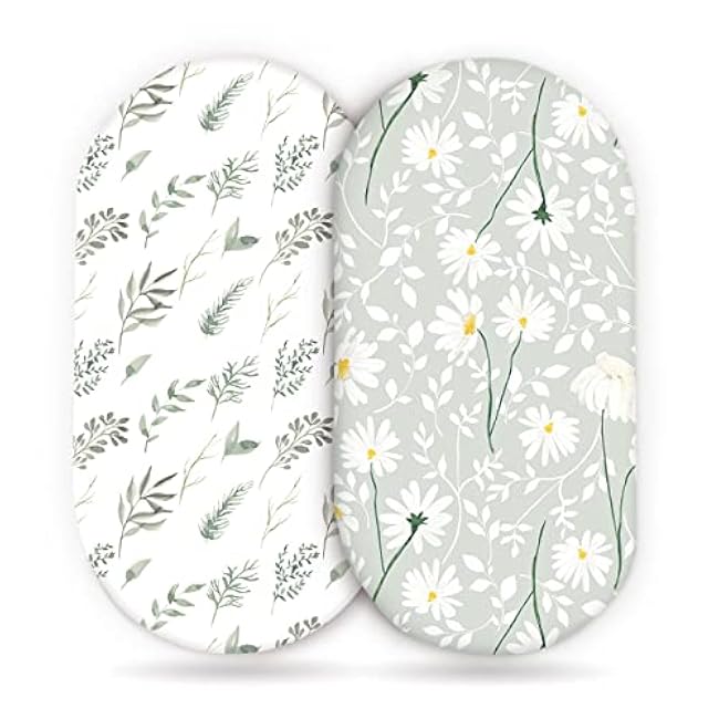 GRSSDER Stretchy Ultra Soft Fitted Bassinet Sheet Set 2 Pack, Universal Fit for Bassinets Baby Cradle Moses Basket Oval Rectangle Pad/Mattress, Happy Dinosaurs Bassinet Sheets for Girls and Boys