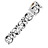 hapygasmAZ Kitchen DIY Self Adhesive Wallpaper Border Tape, Modern Abstract Wall Border Molding Black and White Floral Pattern Mirror Wall Decoration Waterproof Oil Proof Easy to Clean