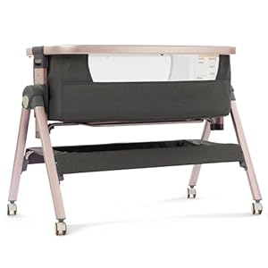 Baby Bassinet, Bedside Bassinet for Baby, Adjustable 6 Height Bedside Bassinet Sleeper, Portable Bassinet for Newborn, Baby Bassinet with Travel Bag/Mosquito Net/Wheels/Storage Basket