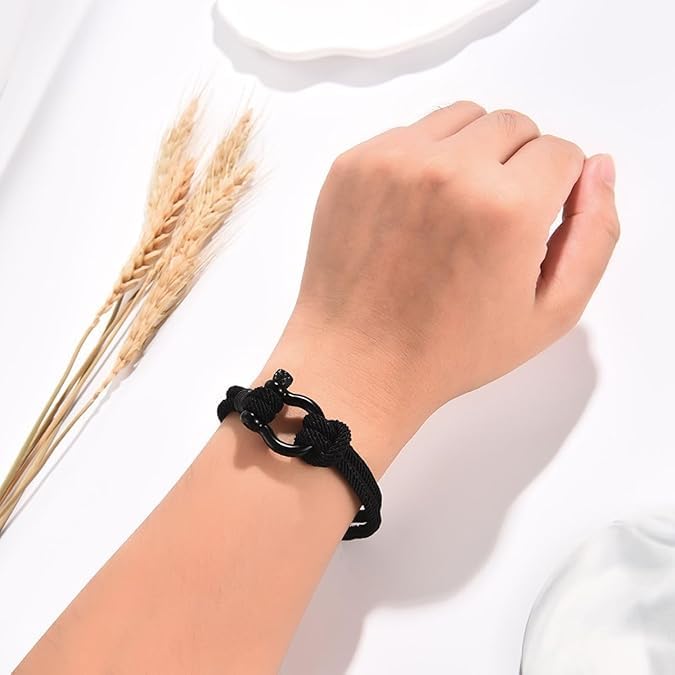 Geschenk für 10 Jährigen Jungen - Geburtstags-Armband für Jungen, Schwarz Geflochtenes Seil mit Verschluss