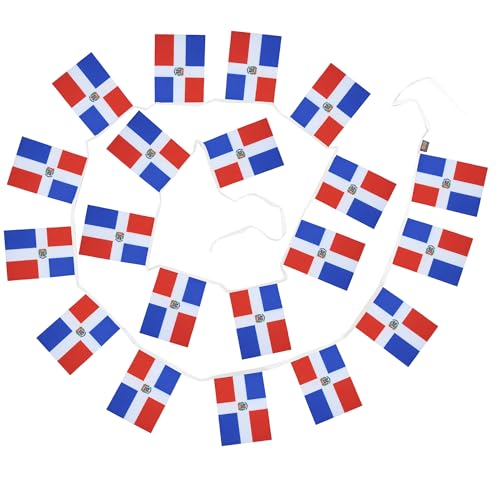 Image of AZ FLAG Dominican Republic 6 Meters Bunting Flag 20 Flags 9'' x 6'' - Dominican String Flags 15 x 21 cm