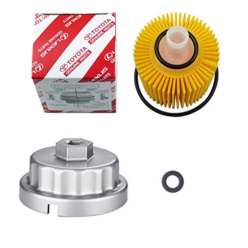 Ibetter Genuine Oil Filter with Wrench for Toyota, Lexus, RAV4, Camry, Tundra, Highlander, Sienna and More,Oil Drain Plug Gasket, Oil Filter Housing Cap Removal Tool Set for Oil Change (Silver) - Thumbnail 3