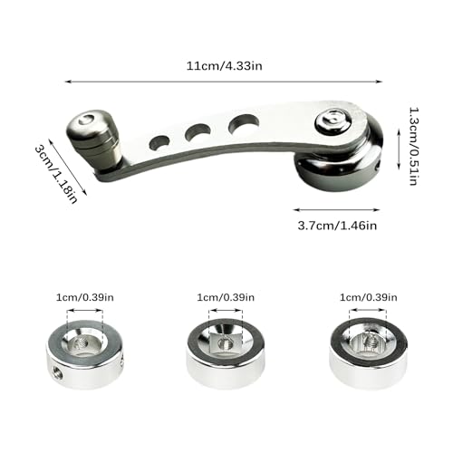 Flylin 2Pcs Car Window Crank Handle, Aluminum Billet Car Wagon Door Window Winder with Hex Wrench and Screws, Window Riser Winder Crank Replacement Fit for Classic Car (Silver) by Flylin - Image 3