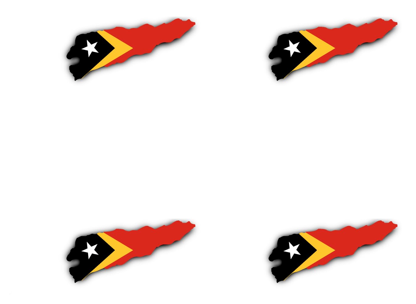 Sticker: 100mm, 4 pieces - Silhouette flag/Flap-Map - Timor-Leste - TL - for car, laptop and more